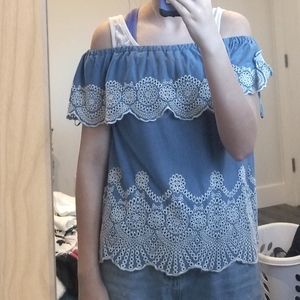 Off the shoulder top,small,light blue